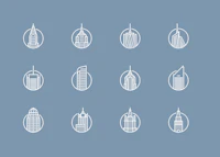 New York Buildings Icons Set