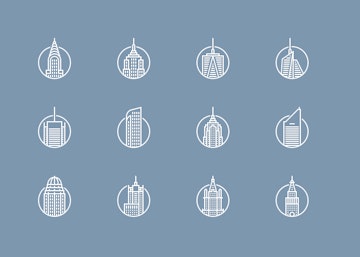 New York Buildings Icons Set