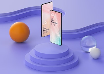 Two Smartphones PSD Mockup